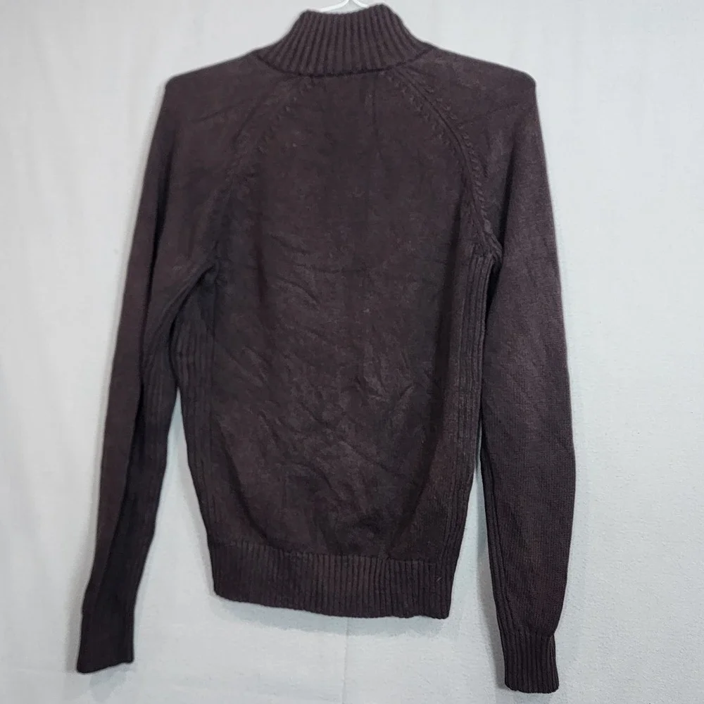 American Rag Full Zip Cardigan Brown Mock Neck Cotton Sweater Mens S